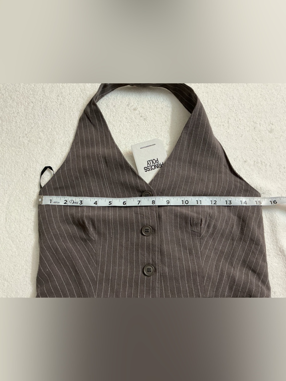 Princess Polly Gray Pinstripe Halter Button-Up Bodysuit - Picture 6 of 9